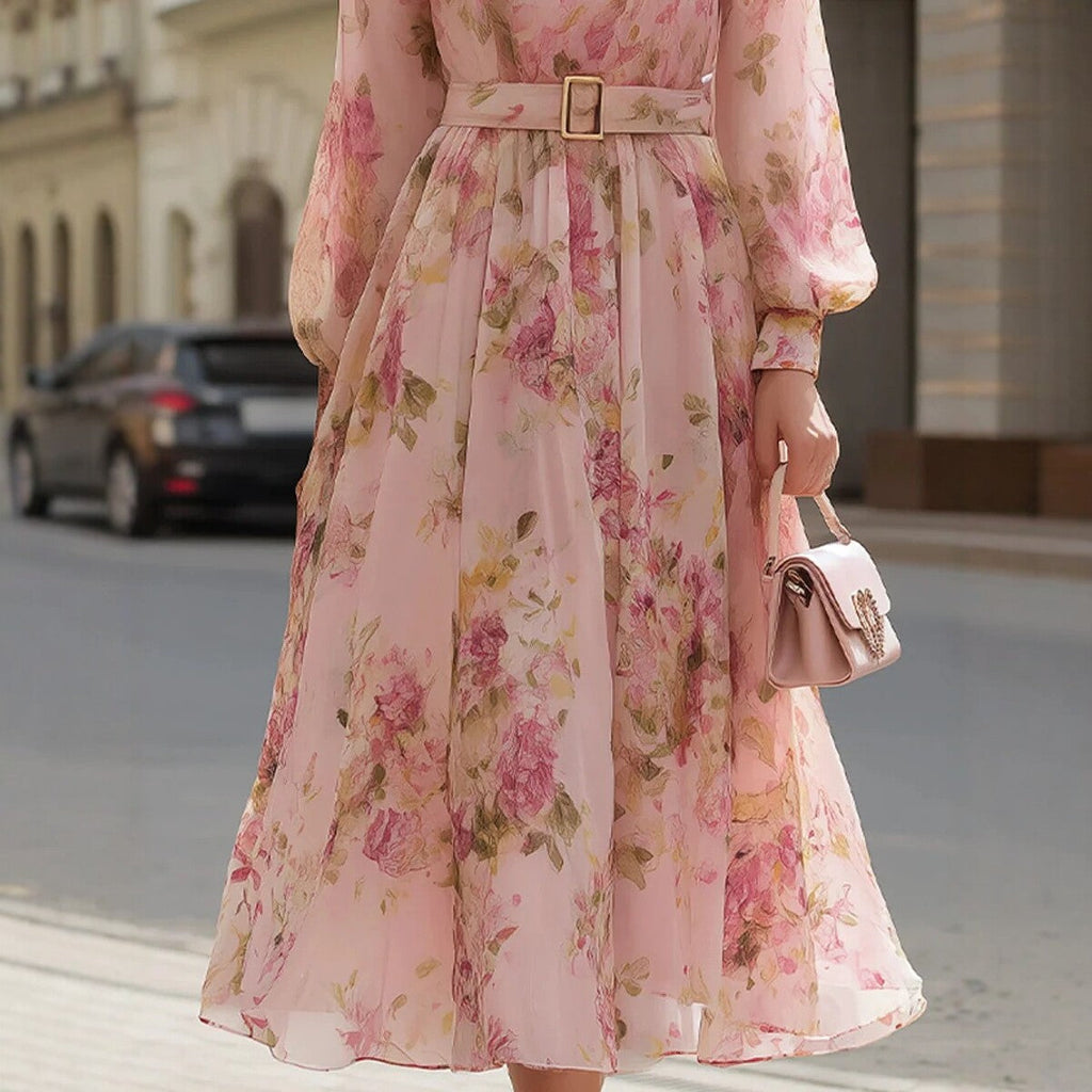 Waist-cinching Lace-up Elegant Chic Maxi Dress Lustraward