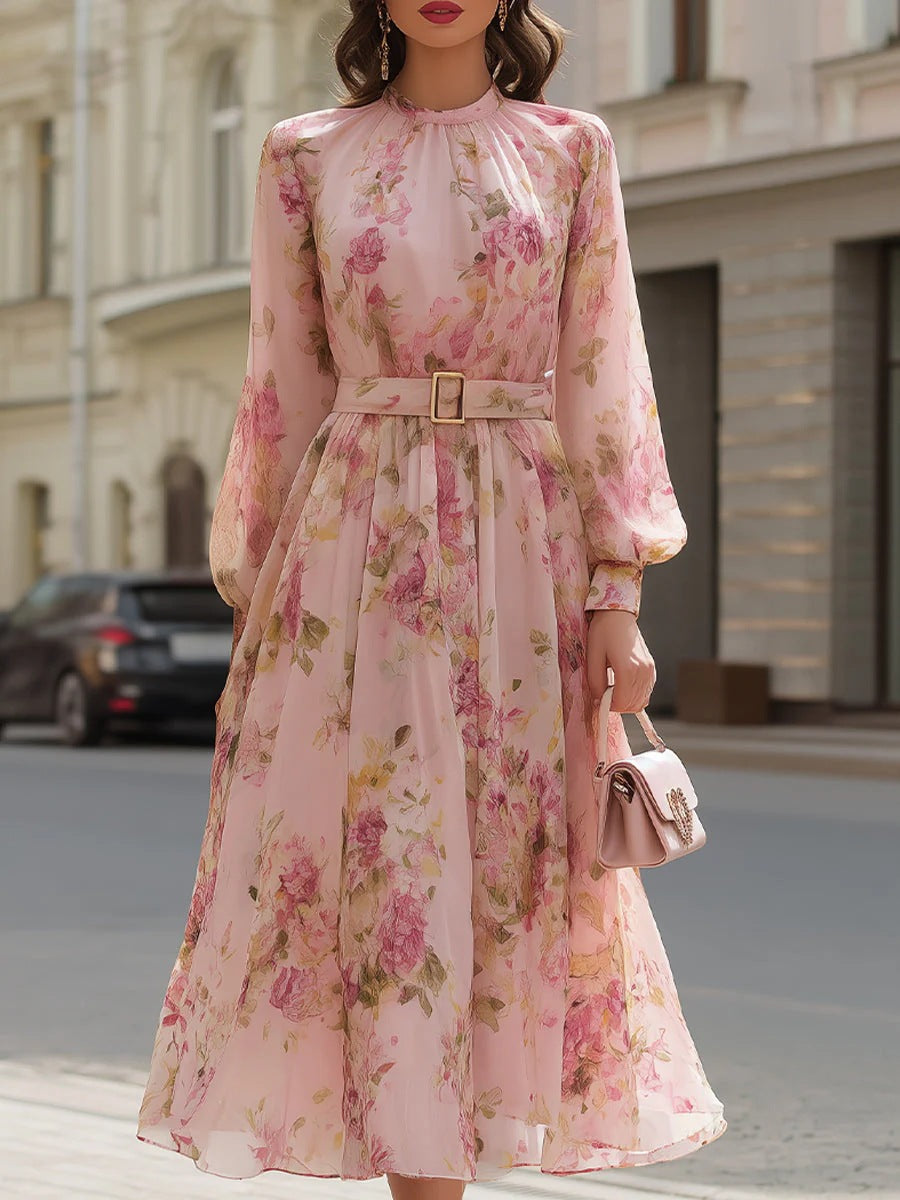 Waist-cinching Lace-up Elegant Chic Maxi Dress Lustraward